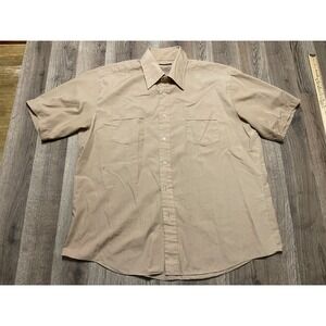 KINGSPORT Shirt, Men's Size 17-XL, Brown, Short Sleeve, Button Up